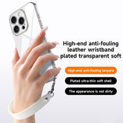For iPhone 16 Pro SULADA  Electroplated Clear TPU Soft Frame Phone Case with Wrist Strap(Purple)
