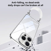 For iPhone 16 Pro SULADA  Electroplated Clear TPU Soft Frame Phone Case with Wrist Strap(Purple)