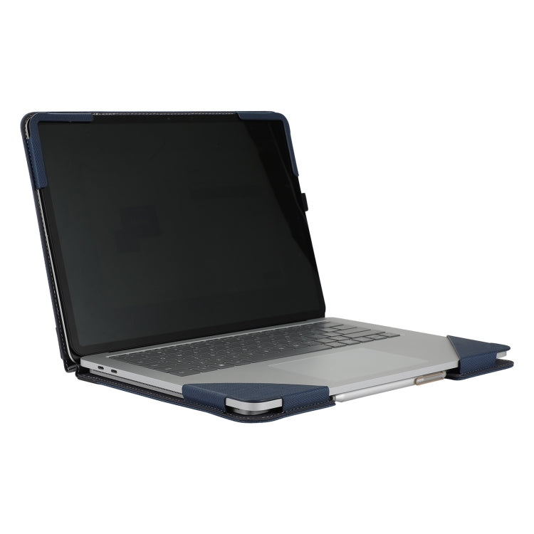 For Microsoft Surface Laptop Studio 2 Herringbone Texture Leather Laptop Protective Case(Dark Blue)