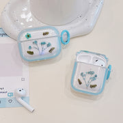 For AirPods Pro Glitter Starry Epoxy Dried Flowers Earbuds Box TPU Case(Green)