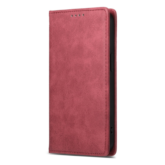 For iPhone 16 Business Solid Color Magnetic RFID Leather Phone Case(Red)