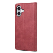 For iPhone 16 Business Solid Color Magnetic RFID Leather Phone Case(Red)
