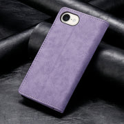 For iPhone 16e Business Solid Color Magnetic RFID Leather Phone Case(Purple)