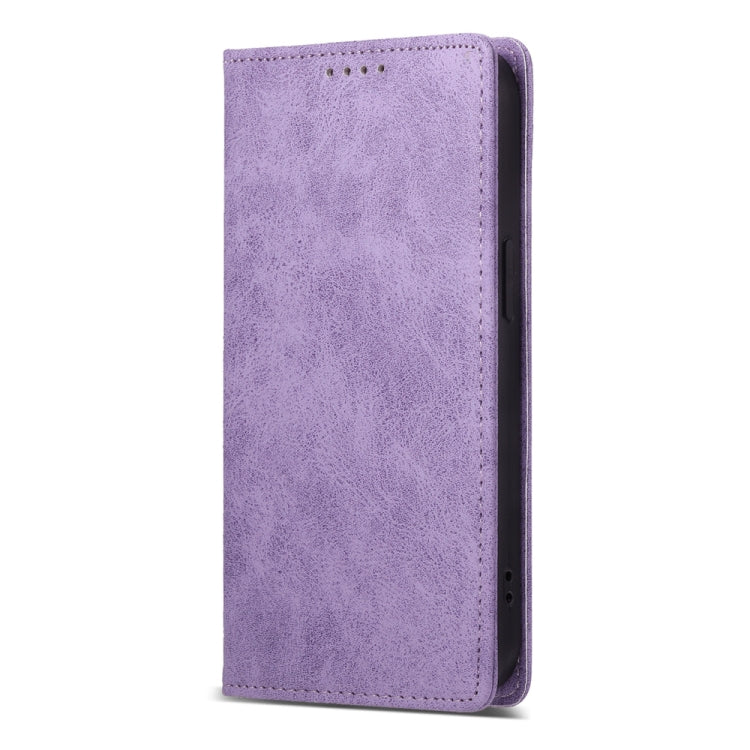 For iPhone 16e Business Solid Color Magnetic RFID Leather Phone Case(Purple)