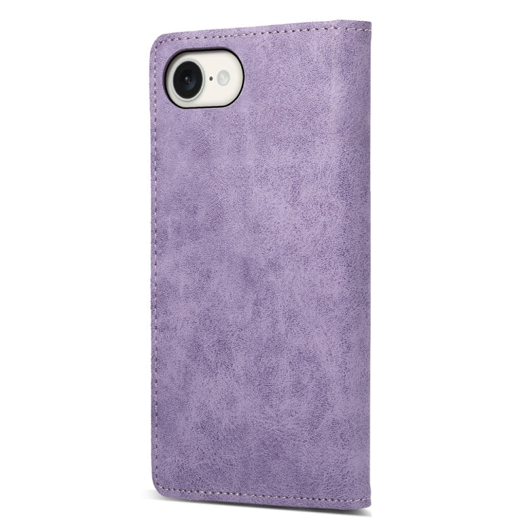 For iPhone 16e Business Solid Color Magnetic RFID Leather Phone Case(Purple)