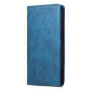 For iPhone 16e Business Solid Color Magnetic RFID Leather Phone Case(Blue)