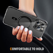 For iPhone 16 Pro Max Airbag Magsafe PC Hybrid TPU Phone Case(Clear Black)