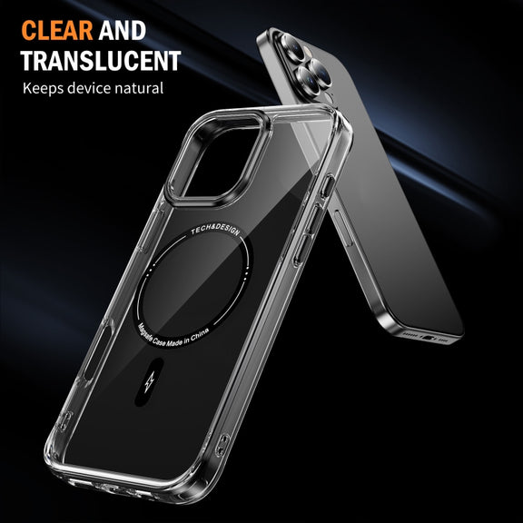 For iPhone 16 Pro Max Airbag Magsafe PC Hybrid TPU Phone Case(Clear Black)