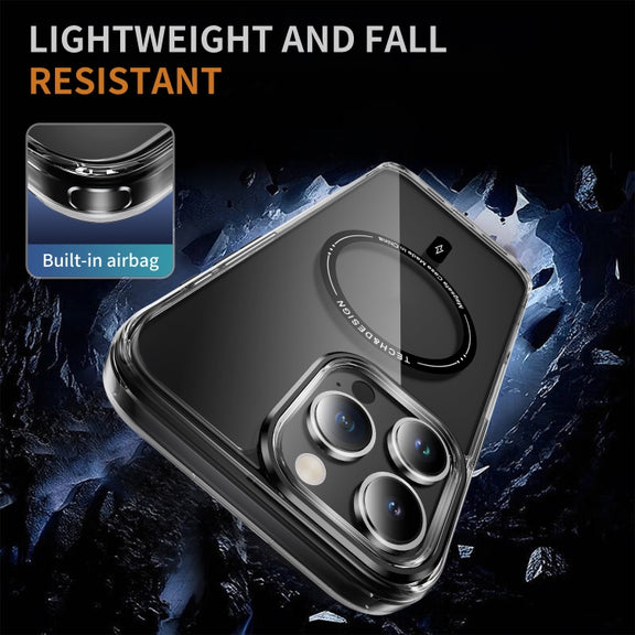 For iPhone 16 Pro Max Airbag Magsafe PC Hybrid TPU Phone Case(Clear Black)
