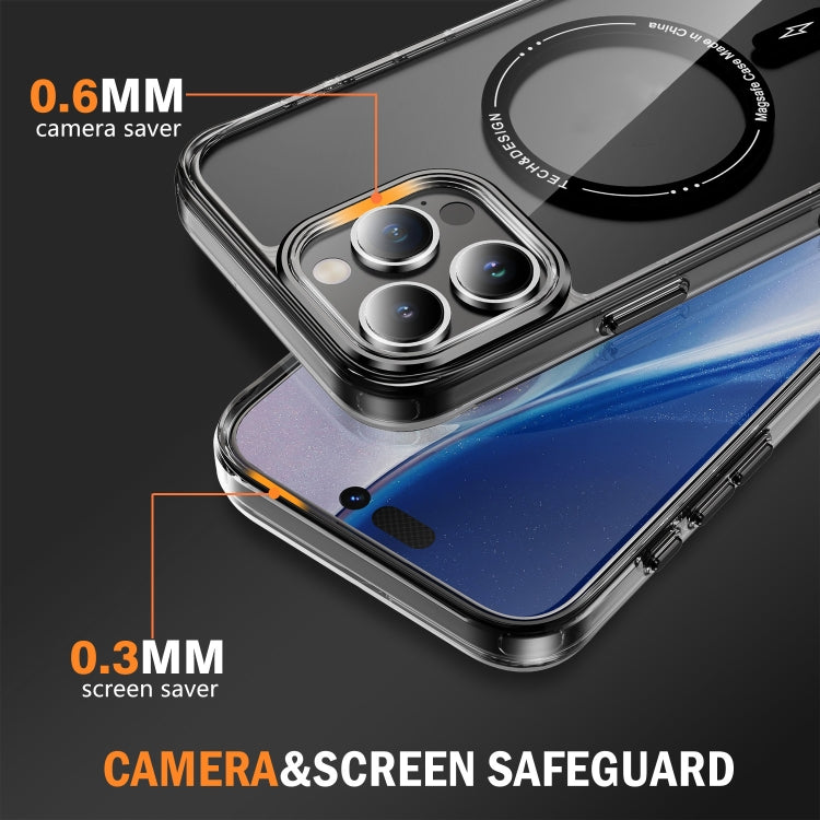 For iPhone 16 Pro Max Airbag Magsafe PC Hybrid TPU Phone Case(Clear Black)