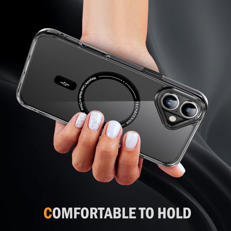 For iPhone 16 Plus Airbag Magsafe PC Hybrid TPU Phone Case(Clear Black)