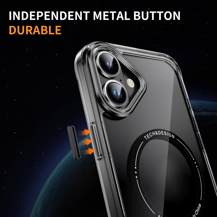 For iPhone 16 Plus Airbag Magsafe PC Hybrid TPU Phone Case(Clear Black)