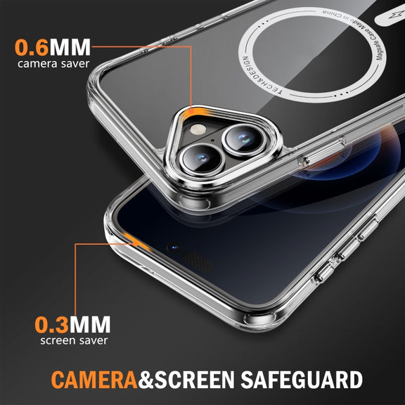 For iPhone 16 Airbag Magsafe PC Hybrid TPU Phone Case(Transparent)