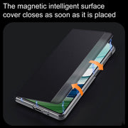 For Huawei Mate X5 / X3 SULADA Smart Series Wristband Holder Smart View Window Genuine Leather Phone Case(Blue)