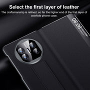 For Huawei Mate X5 / X3 SULADA Smart Series Wristband Holder Smart View Window Genuine Leather Phone Case(Black)