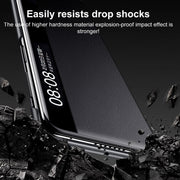 For Huawei Mate X5 / X3 SULADA Smart Series Wristband Holder Smart View Window Genuine Leather Phone Case(Blue)