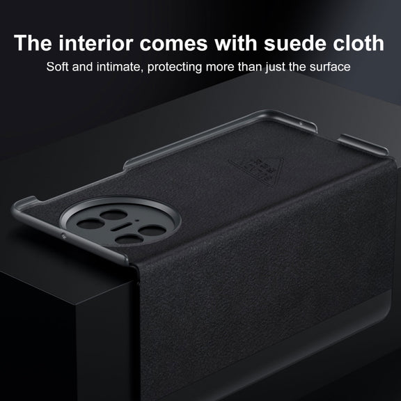 For Huawei Mate X5 / X3 SULADA Smart Series Wristband Holder Smart View Window Genuine Leather Phone Case(Black)