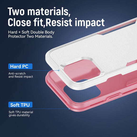 For iPhone 16 Pro Max Pioneer Armor Heavy Duty PC + TPU Phone Case(White+Pink)