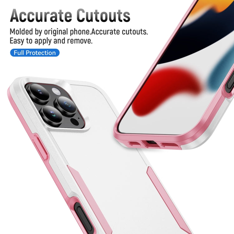 For iPhone 16 Pro Max Pioneer Armor Heavy Duty PC + TPU Phone Case(White+Pink)