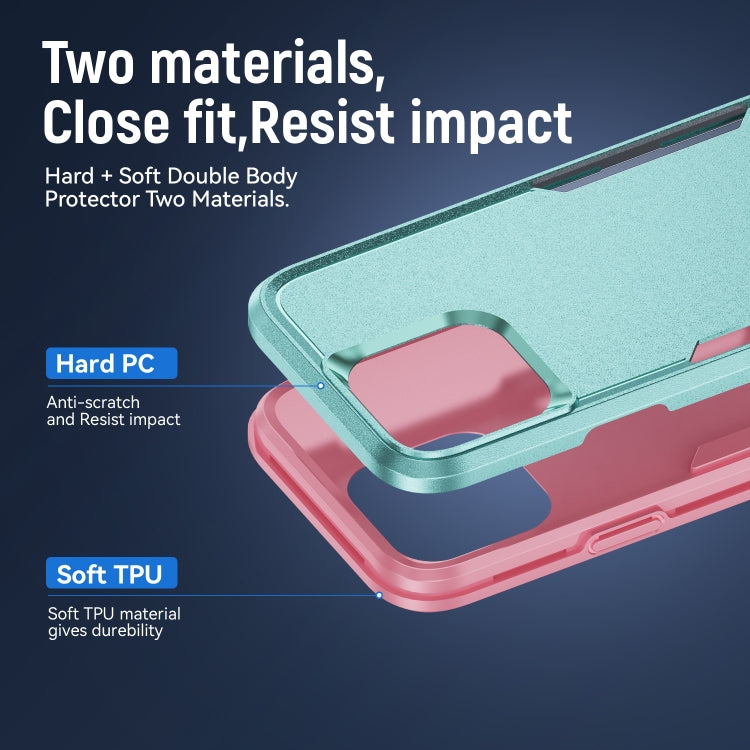 For iPhone 16 Pro Pioneer Armor Heavy Duty PC + TPU Phone Case(Green+Pink)
