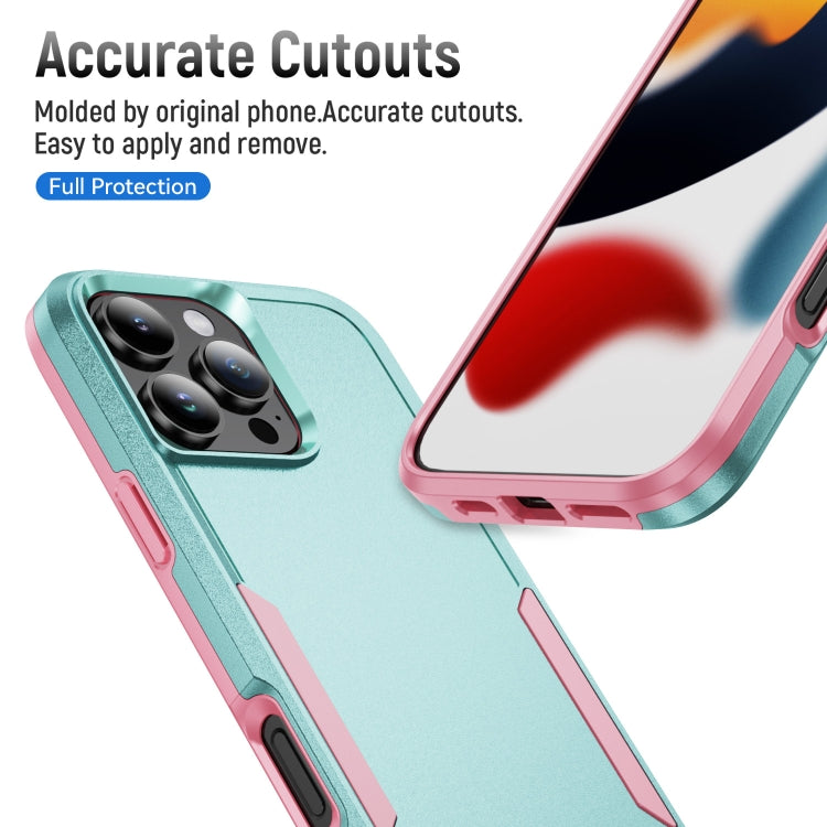 For iPhone 16 Pro Pioneer Armor Heavy Duty PC + TPU Phone Case(Green+Pink)
