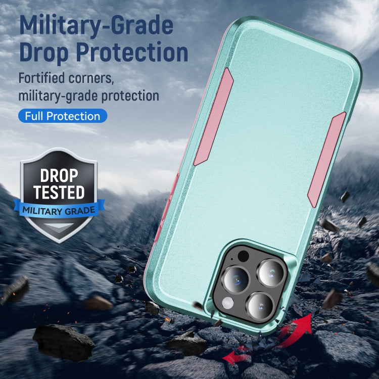 For iPhone 16 Pro Pioneer Armor Heavy Duty PC + TPU Phone Case(Green+Pink)