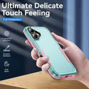 For iPhone 16 Plus Pioneer Armor Heavy Duty PC + TPU Phone Case(Green+Pink)