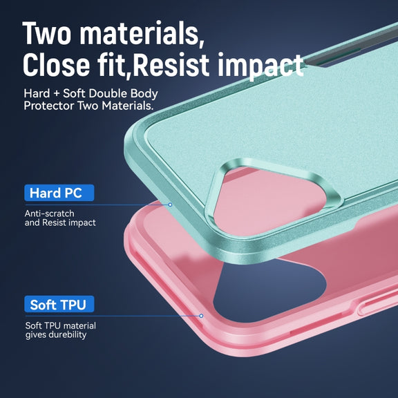 For iPhone 16 Plus Pioneer Armor Heavy Duty PC + TPU Phone Case(Green+Pink)