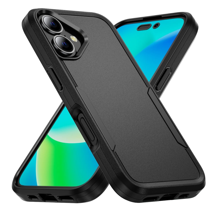 For iPhone 16 Pioneer Armor Heavy Duty PC + TPU Phone Case(Black)