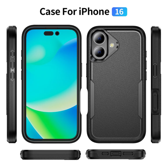 For iPhone 16 Pioneer Armor Heavy Duty PC + TPU Phone Case(Black)
