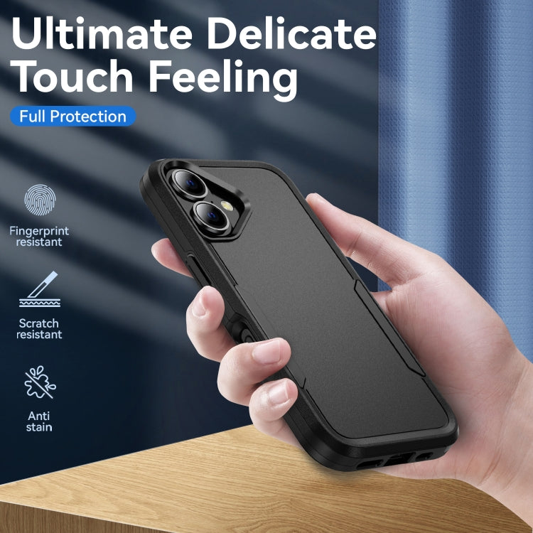 For iPhone 16 Pioneer Armor Heavy Duty PC + TPU Phone Case(Black)