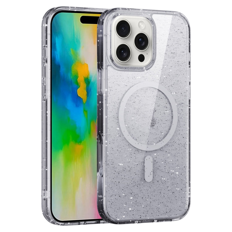 For iPhone 16 Pro Max Glitter Powder MagSafe Magnetic Phone Case(Transparent)