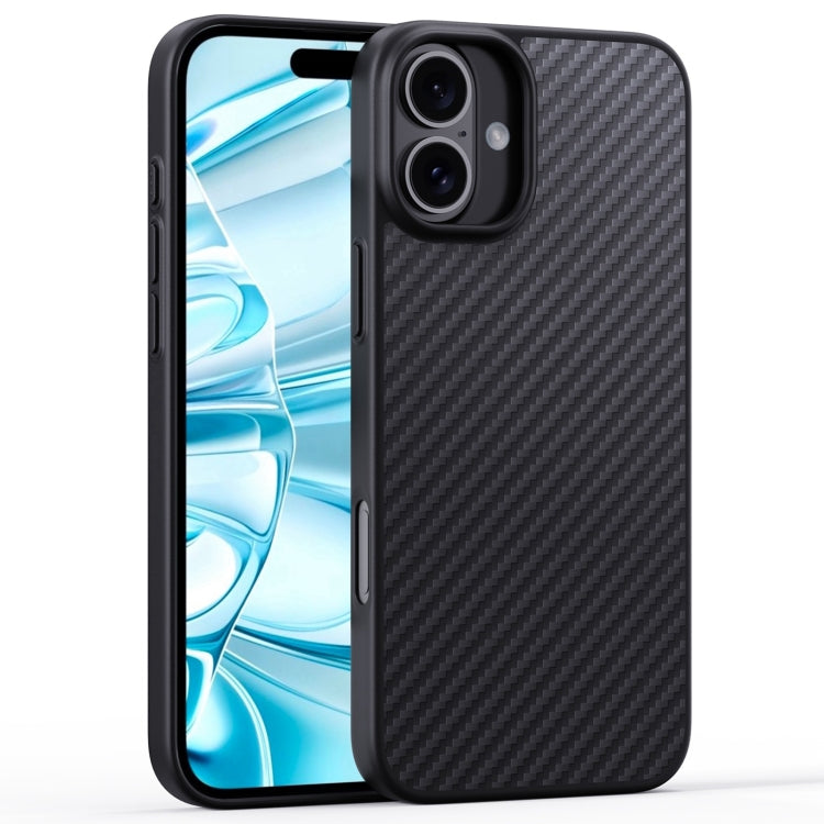 For iPhone 16 Carbon Fiber Kevlar MagSafe Magnetic Phone Case(Black)