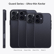For iPhone 16 Carbon Fiber Kevlar MagSafe Magnetic Phone Case(Black)