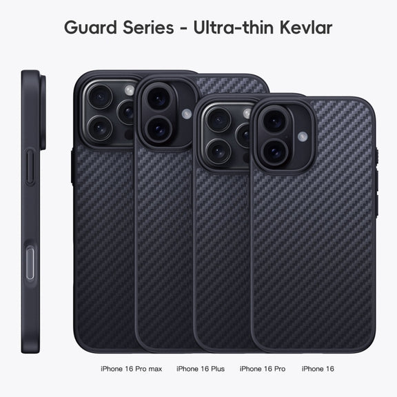 For iPhone 16 Carbon Fiber Kevlar MagSafe Magnetic Phone Case(Black)