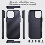 For iPhone 16 Carbon Fiber Kevlar MagSafe Magnetic Phone Case(Black)