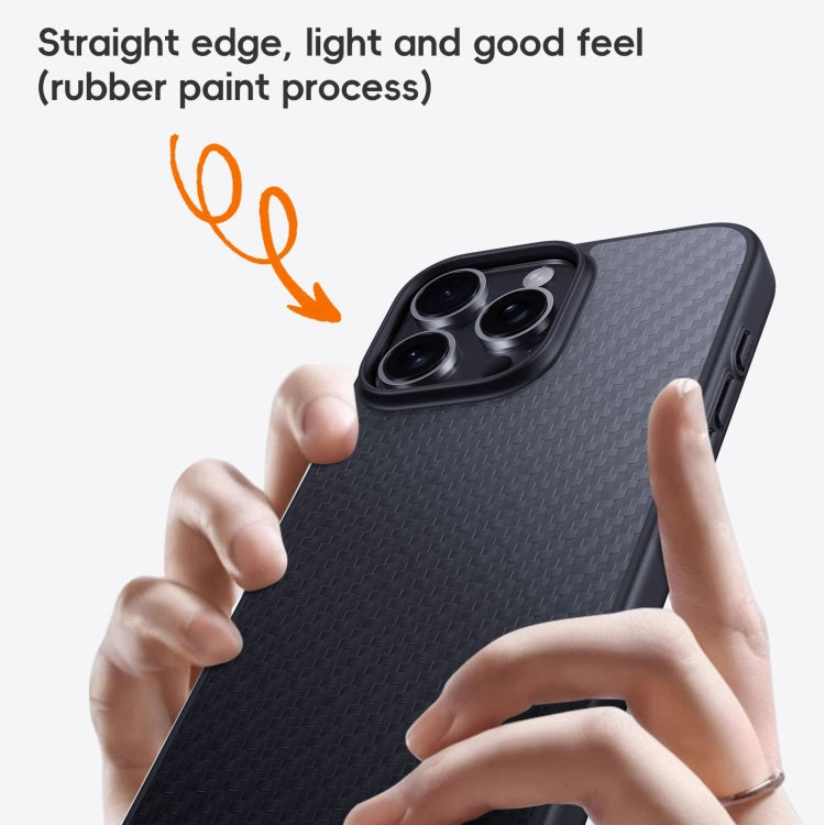 For iPhone 16 Pro Max Carbon Fiber Kevlar MagSafe Magnetic Phone Case(Black)