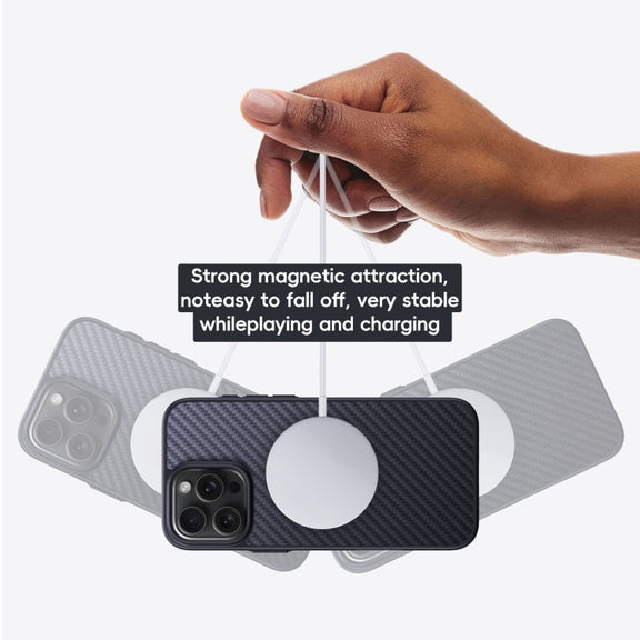 For iPhone 16 Pro Carbon Fiber Kevlar MagSafe Magnetic Phone Case(Black)