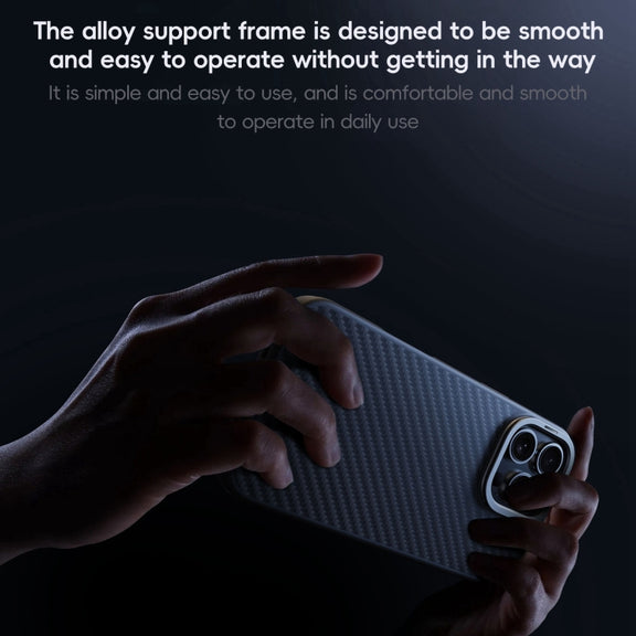 For iPhone 16 Plus Carbon Fiber Kevlar Lens Holder MagSafe Magnetic Phone Case(Black)