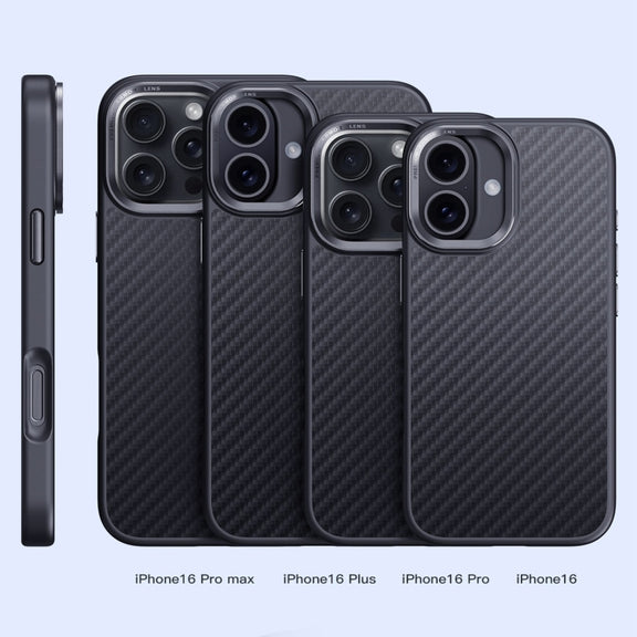 For iPhone 16 Pro Carbon Fiber Kevlar MagSafe Magnetic Phone Case(Black)