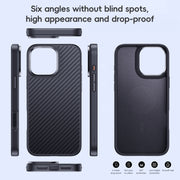 For iPhone 16 Pro Carbon Fiber Kevlar MagSafe Magnetic Phone Case(Black)