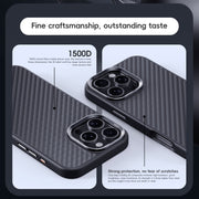 For iPhone 16 Pro Carbon Fiber Kevlar MagSafe Magnetic Phone Case(Black)
