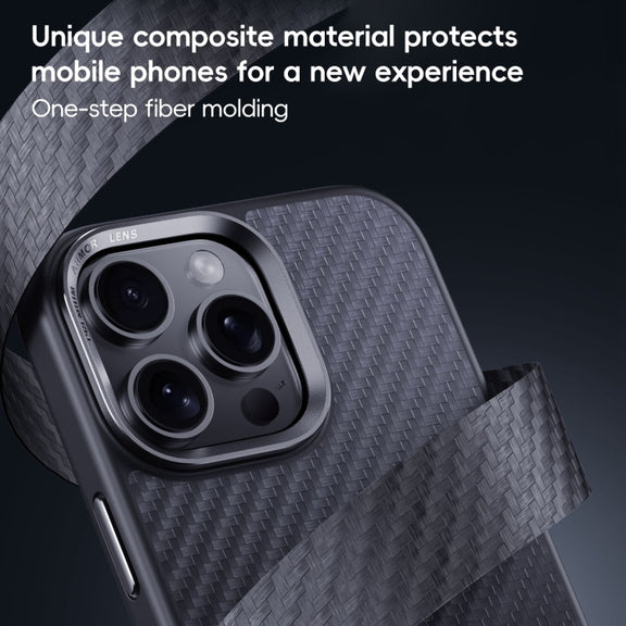 For iPhone 16 Pro Carbon Fiber Kevlar MagSafe Magnetic Phone Case(Black)