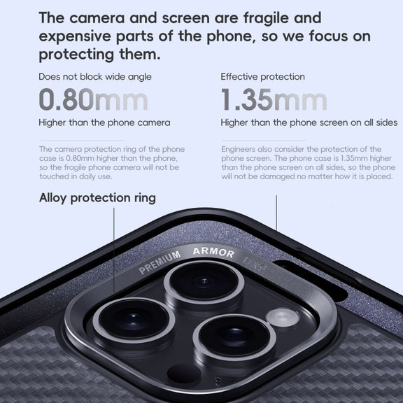 For iPhone 16 Pro Carbon Fiber Kevlar MagSafe Magnetic Phone Case(Black)