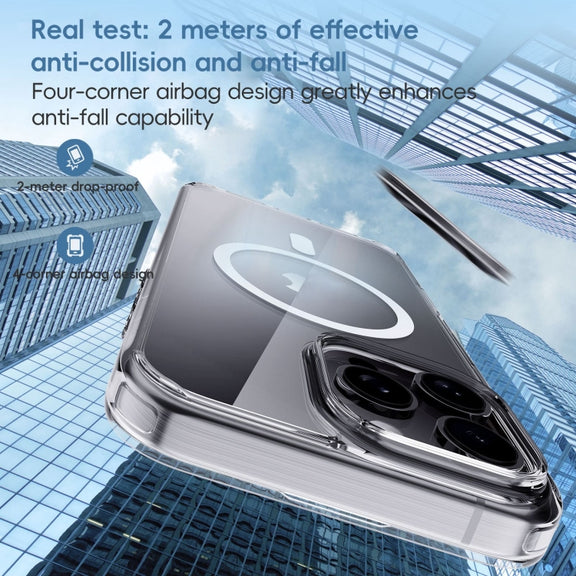For iPhone 16 Plus Crystal Clear MagSafe Magnetic Phone Case(Transparent Black)