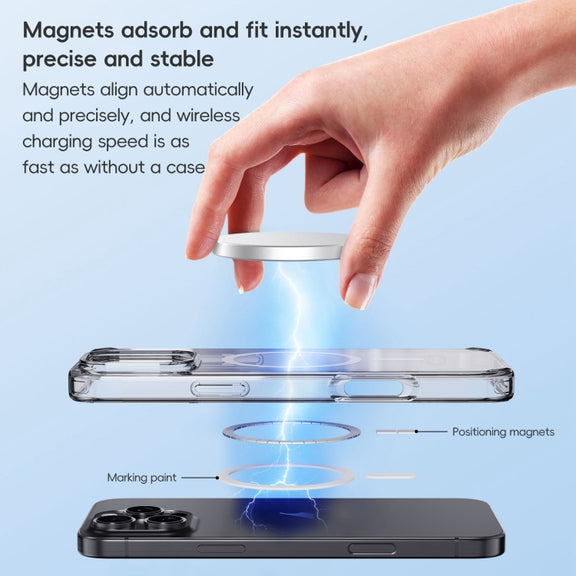 For iPhone 16 Crystal Clear MagSafe Magnetic Phone Case(Transparent Black)