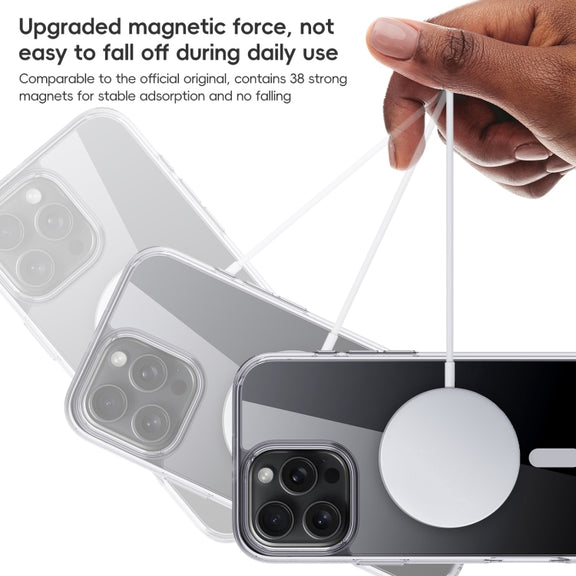 For iPhone 16 Crystal Clear MagSafe Magnetic Phone Case(Transparent Black)