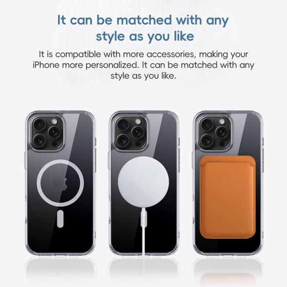 For iPhone 16 Pro Crystal Clear MagSafe Magnetic Phone Case(Transparent Titanium Blue)