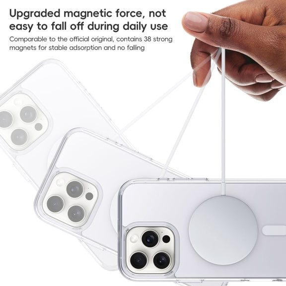For iPhone 16 Crystal Clear Frosted MagSafe Magnetic Phone Case(Transparent)