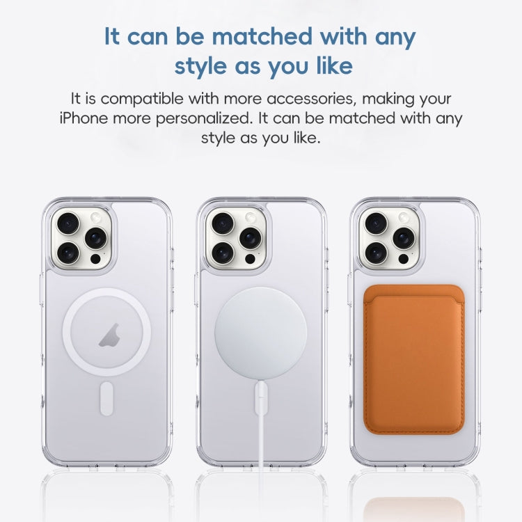For iPhone 16 Crystal Clear Frosted MagSafe Magnetic Phone Case(Transparent)